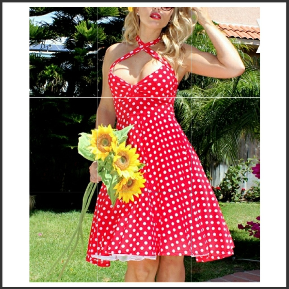 RESERVED Red polka dot dress - Picture 2 of 4